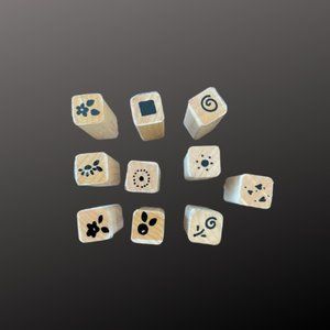 10 Mini Flower and Shapes Wood Mounted Stamps